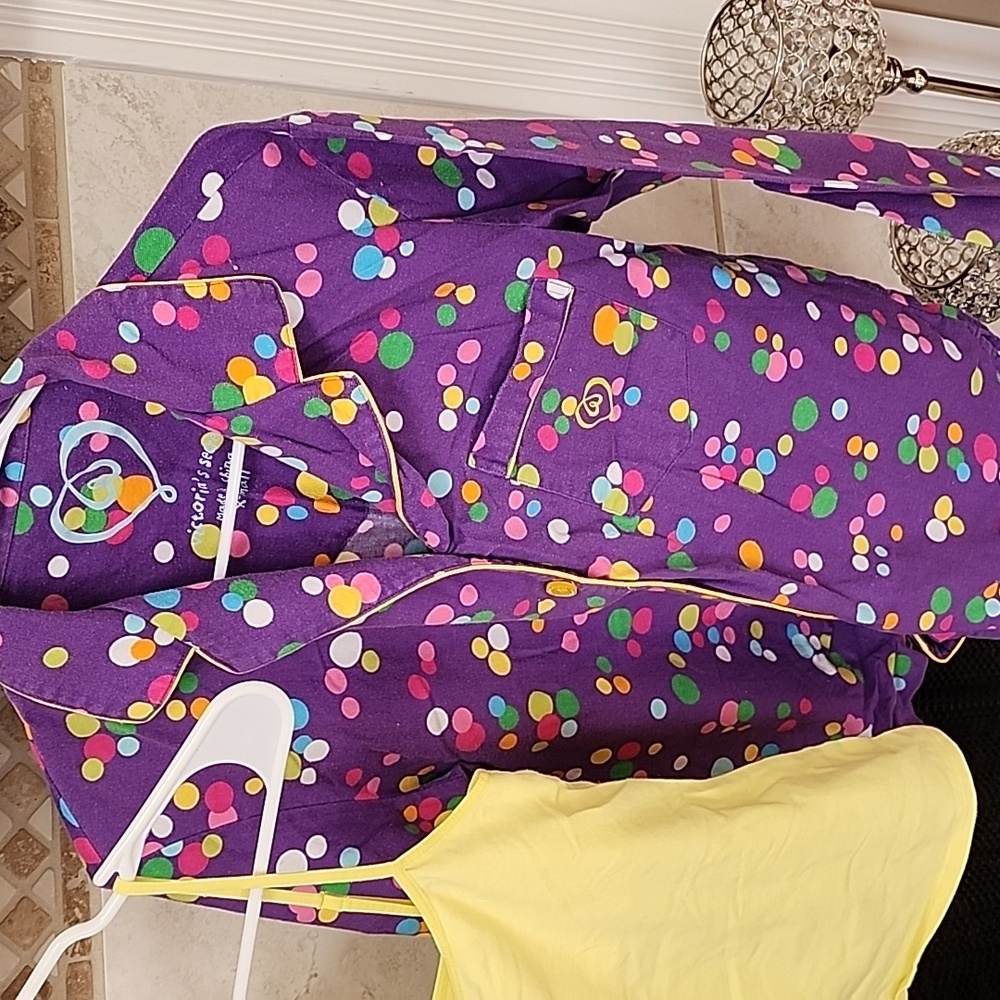 💜 VICTORIA'S SECRET Flannel Purple POLKA DOT Pajama Set 💜 - Picture 5 of 16